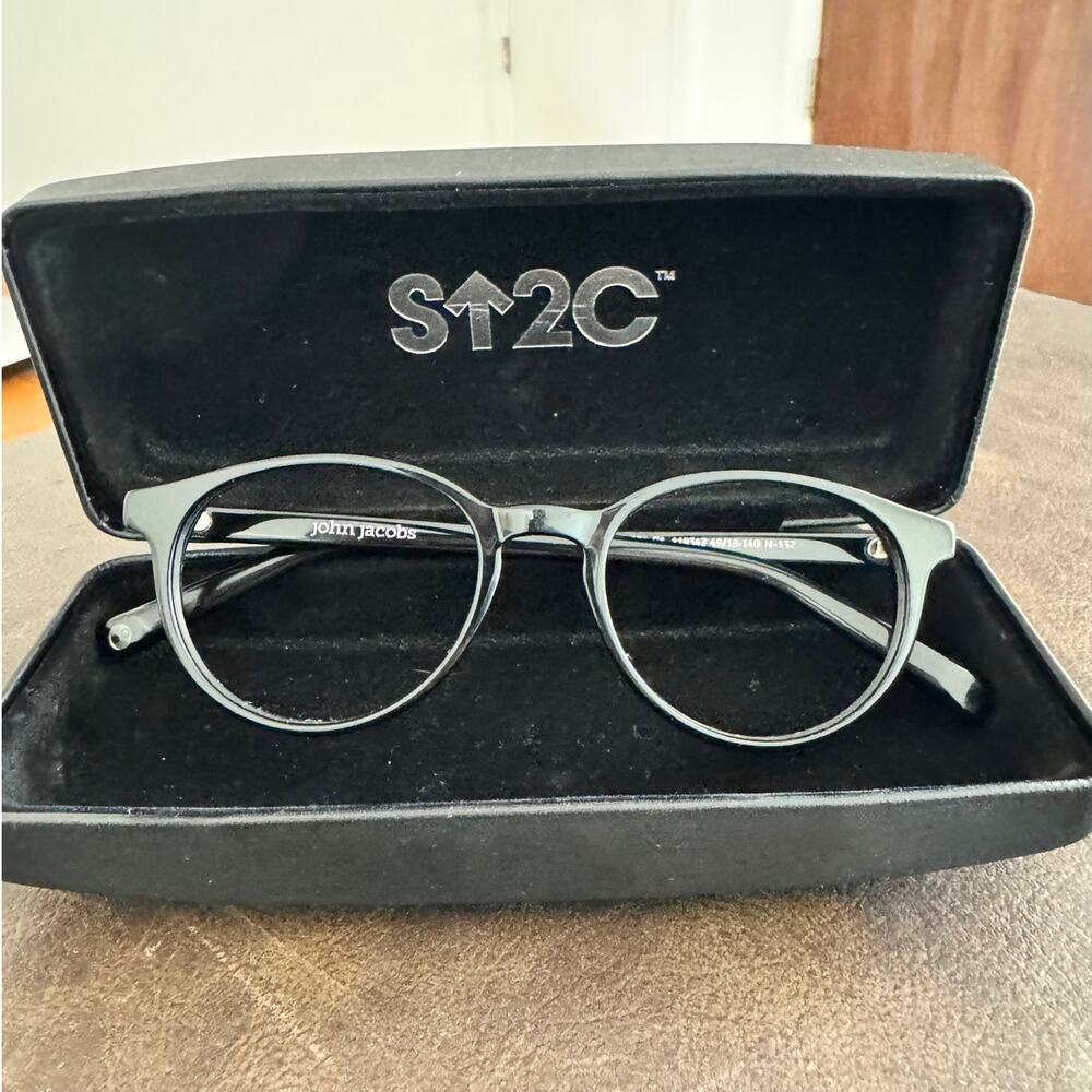 John Jacobs Black Round Eyeglass Frames JJ E10334 49-18-140